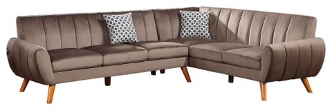 Benzara Bm286362 L Shaped Sectional Sofa, Vertical Tufting, Velvet ... inside Benzara Bm286362 L Shaped Sectional Sofa, Vertical Tufting, Velvet, Taupe Brown
